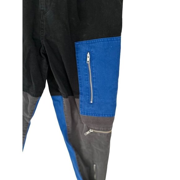 BLUE REVIVAL Cargo Jeans Color-block Blue Black Zippers Size 28 - Picture 8 of 9
